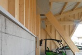 View of the truss structure of the timber frame