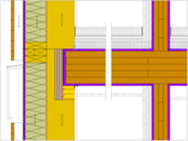 Geschossdecken-Details (links Aussenwand mit Fassadenanschluss) und (rechts Innenwand im Gebäude).