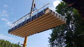 Lifting the 18-ton bridge.